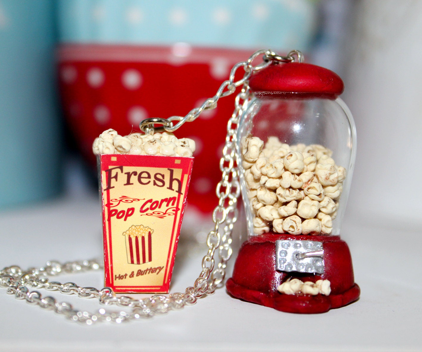 Popcorn Necklace Popcorn Machine Necklace Bottle