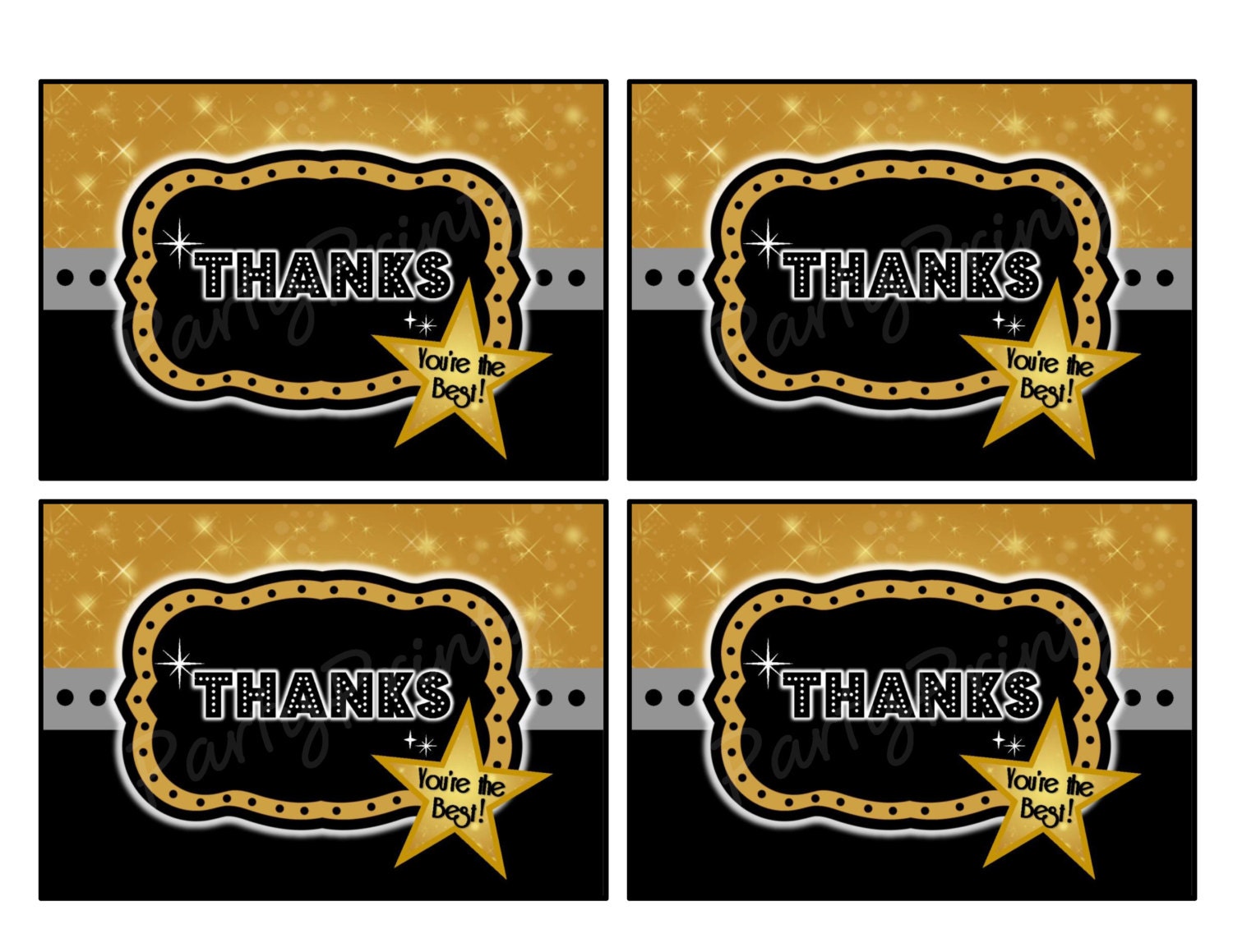 INSTANT DOWNLOAD Thank You Cards Printable Movie Night