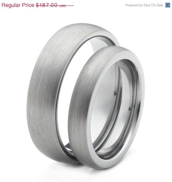 ON SALE Wedding Ring Sets His and Hers Made Out of Tungsten - Brushed