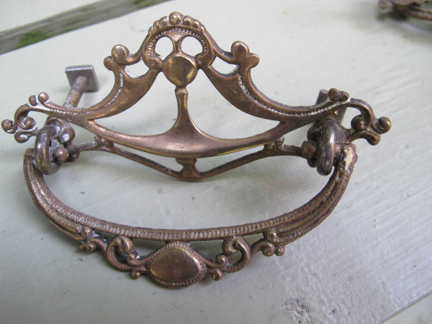 Victorian Ornate brass drop drawer pulls 4 available