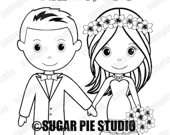 personalized printable bride groom wedding party favor childrens kids coloring page activity pdf or jpeg file - Bride And Groom Coloring Pages personalized printable bride groom wedding party favor childrens kids coloring page activity pdf or jpeg file - Bride And Groom Coloring Pages