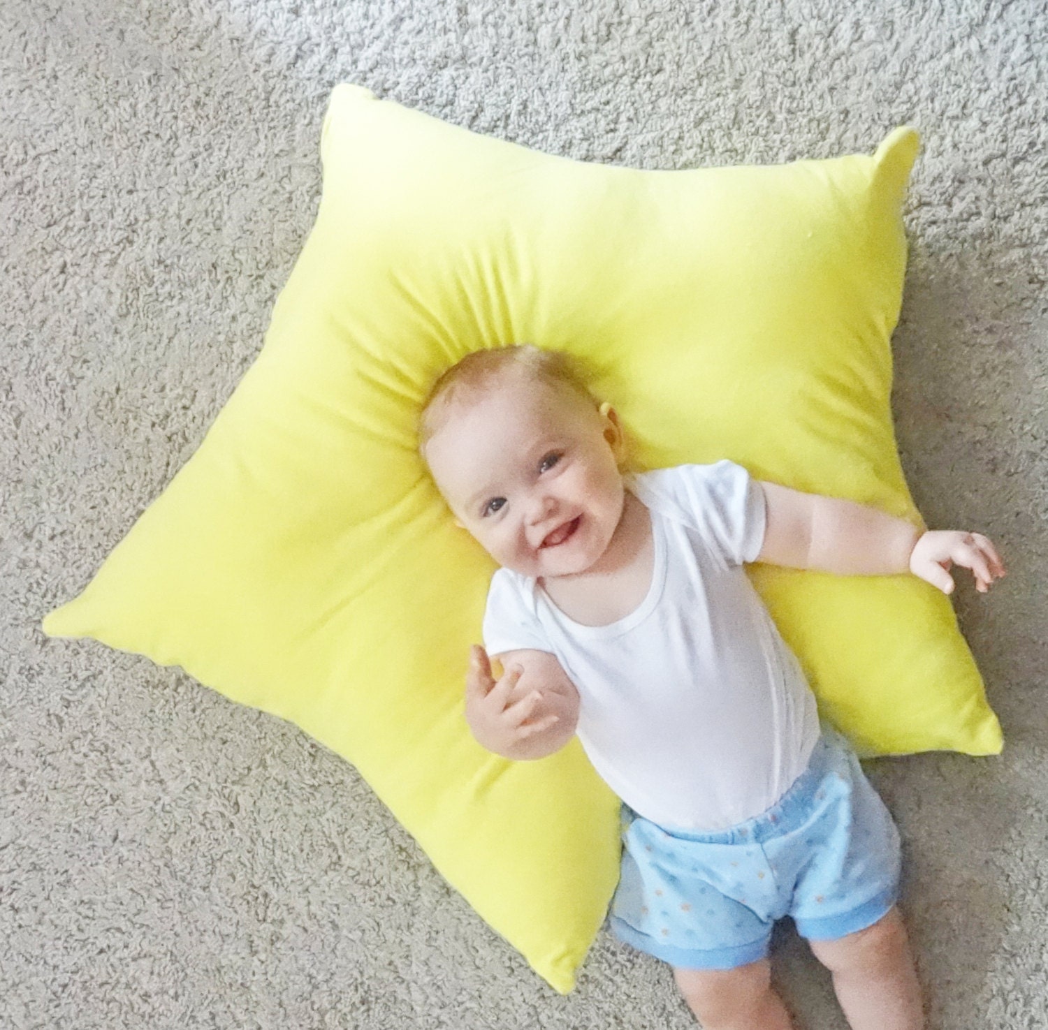 Star floor pillow yellow star pillow kids floor by LovebugHandmade