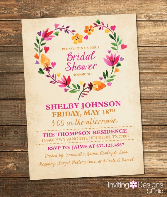 Pink And Yellow Bridal Shower Invitations 6