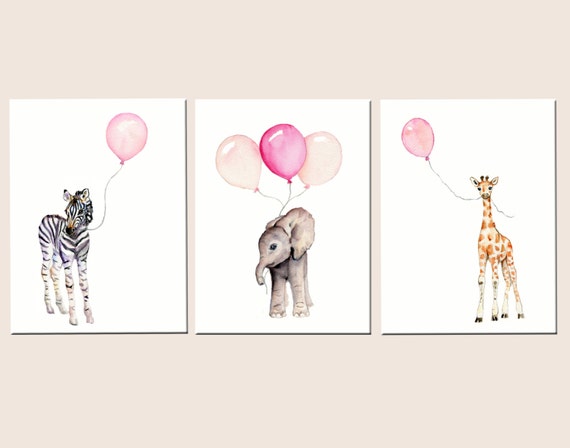 Girls nursery decor baby print set nursery prints pink baby
