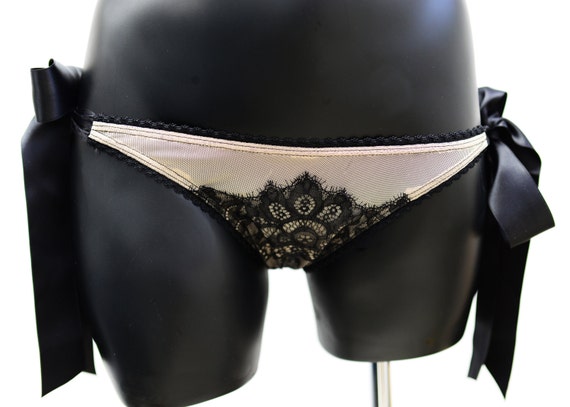 Items similar to Black lacey panty - Side Tie Panty - Untie me