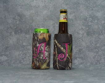 Bottle, Beer Beverage Holder, Camo, Monogram, Slim Bottle Cozy