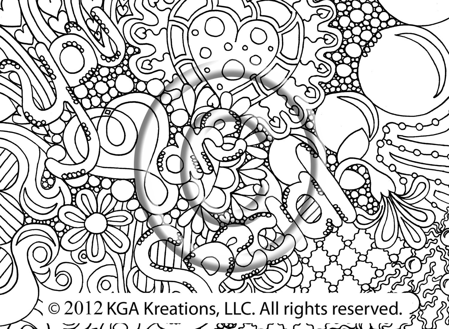 Instant PDF Download Coloring Page Hand Drawn Zentangle