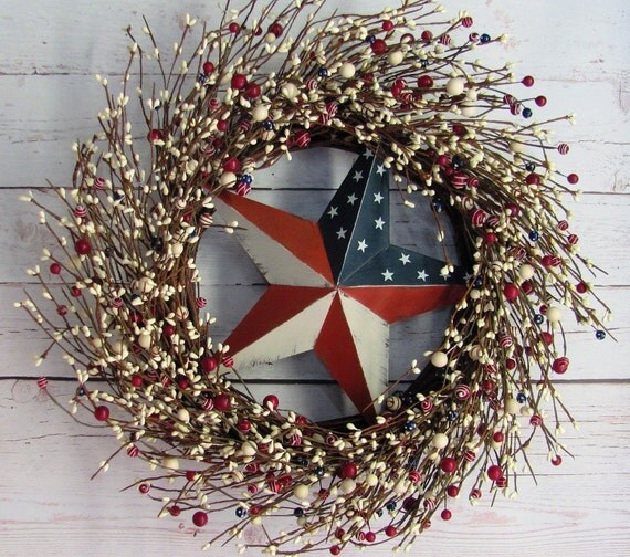 Americana Wreath Americana Star Wreath Rustic by Designawreath