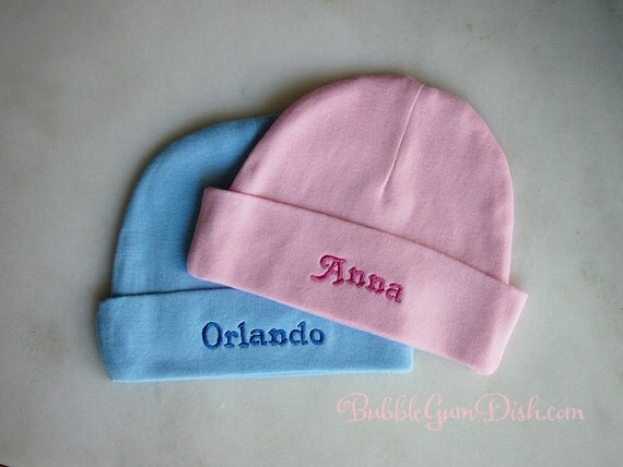 Personalized embroidered baby hat with name newborn