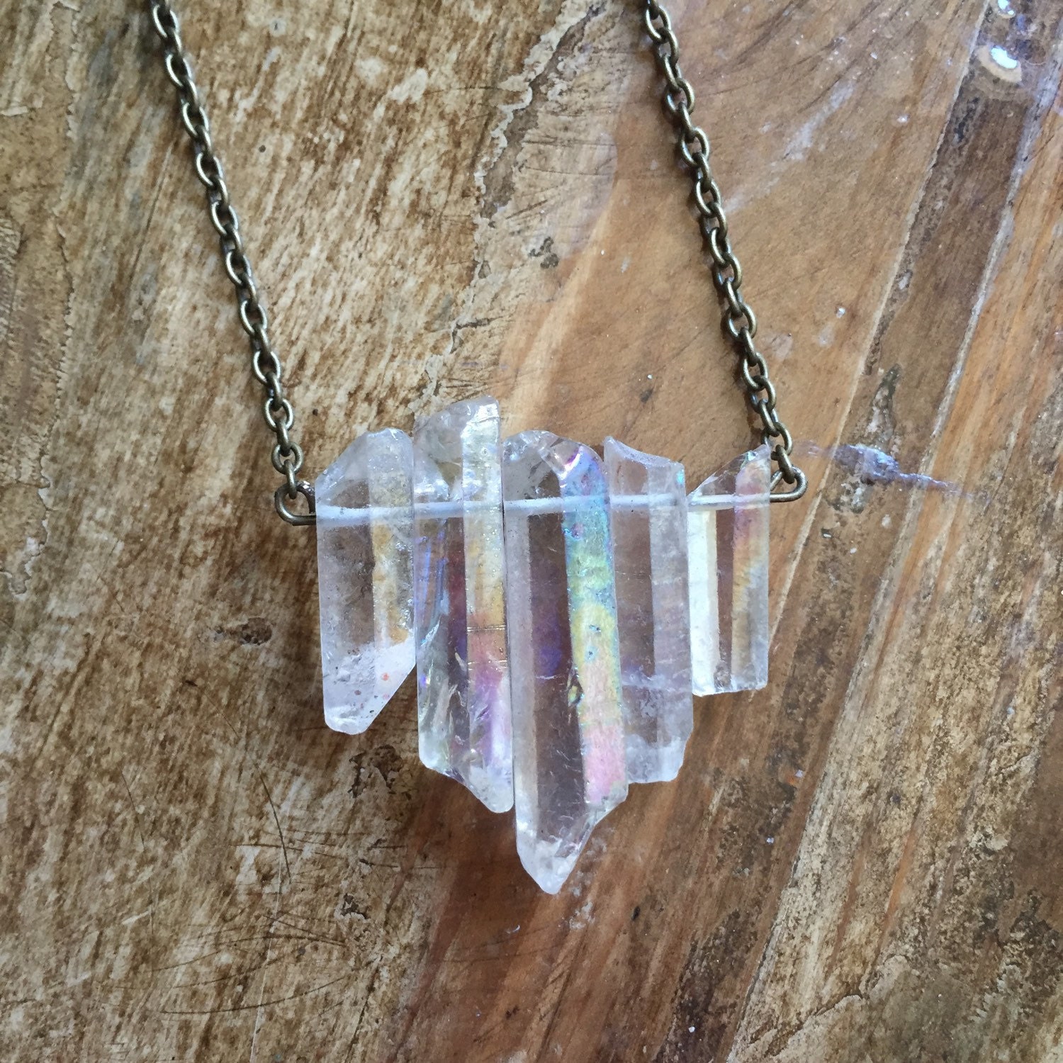 Beatiful clear luster quartz crystal necklace by JustWastingThyme