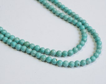 Riverstone beads in turquoise blue round gemstone 4mm full strand 9434GS