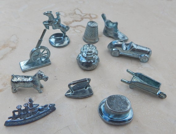 11 Monopoly Game Tokens Including Retired Iron 11 Monopoly