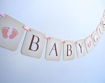 Baby Girl Footprints Feet Bunting, Footprints Banner, Footprints Baby Girl Shower Decoration, Baby Feet Garland, Photo Prop, 007-P