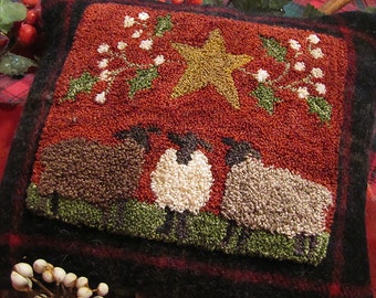 Primitive Punch Needle 3 Shades of Sheep Pattern