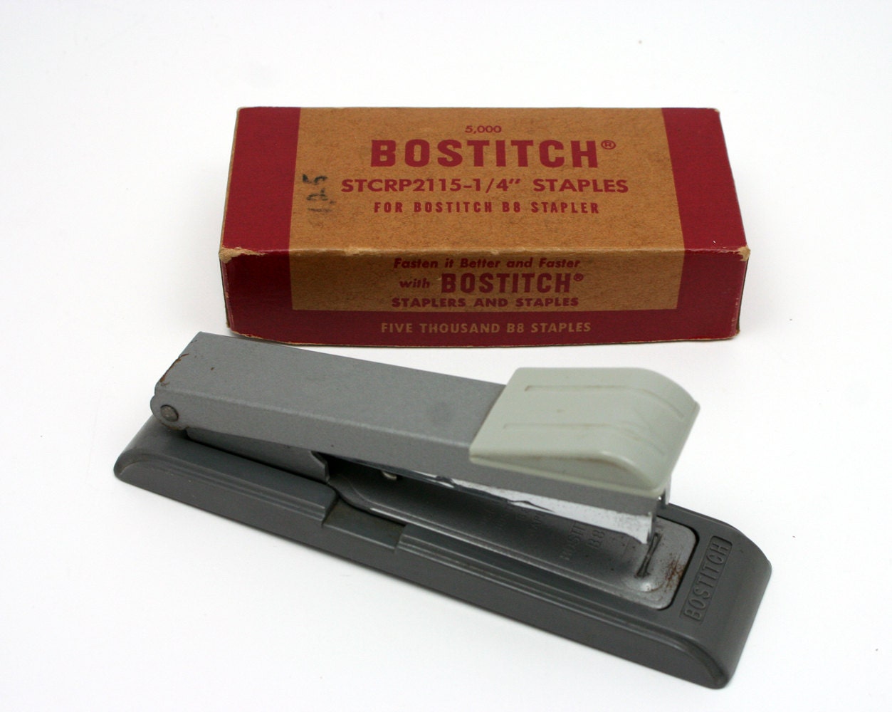Vintage 1970s Bostitch gray metal B8 stapler staple tacker