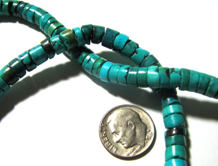Turquoise 7x4mm heishi 16 strand jewelry supplies by catsarelove