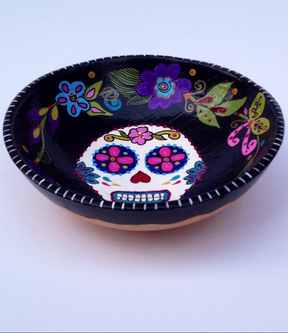 Day of the Dead Wood Bowl by BoHoExpressions on Etsy