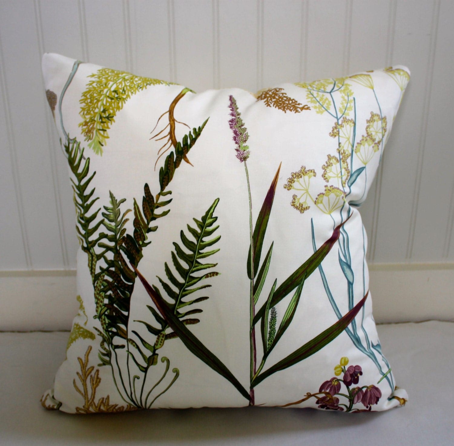 Botanical Floral Pillow Cover in Designer Braemore Fern Spring