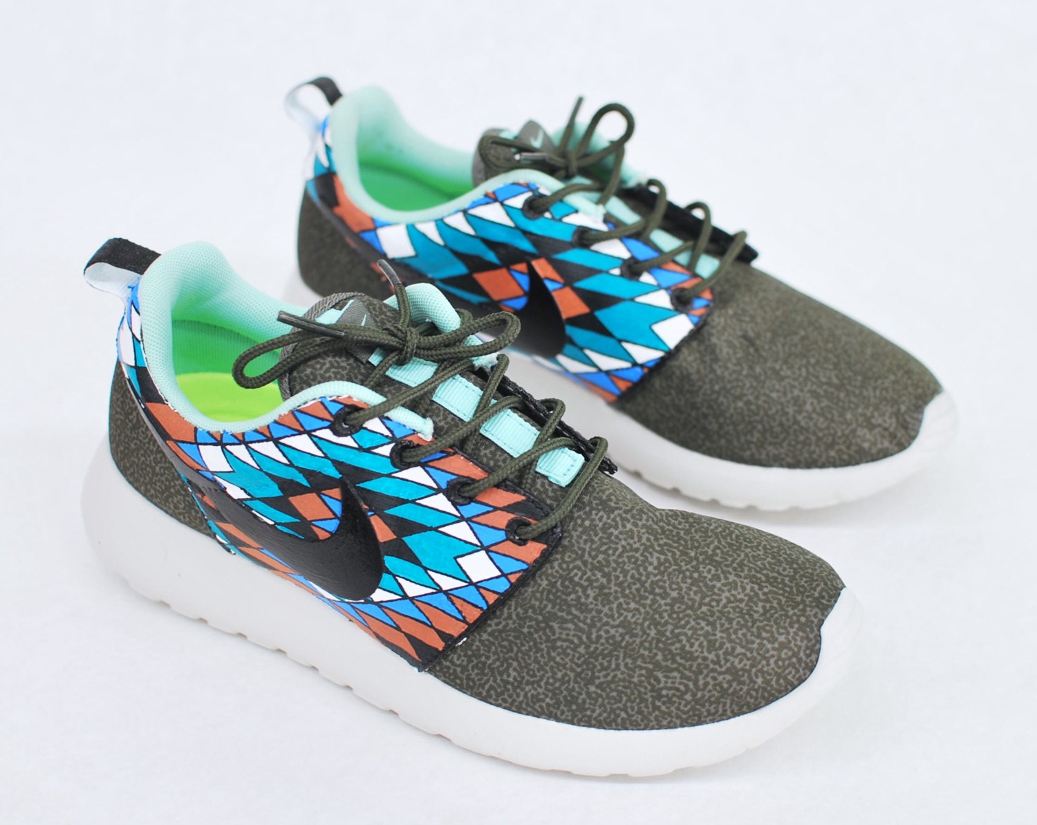 Custom Hand Painted Nike Roshe Run Tribal pattern by BStreetShoes