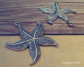 8pcs Antique silver starfish pendant charm 49mm