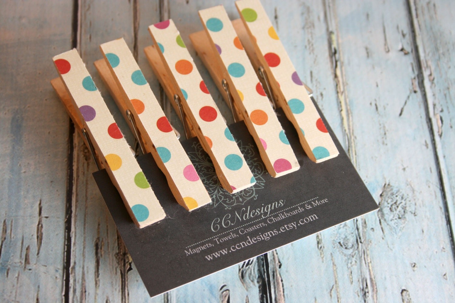Polka Dot Clothespin Set of 5