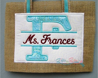 mongrammed persaliazed burlap door hanger, split letter name, teacher gift, office gift