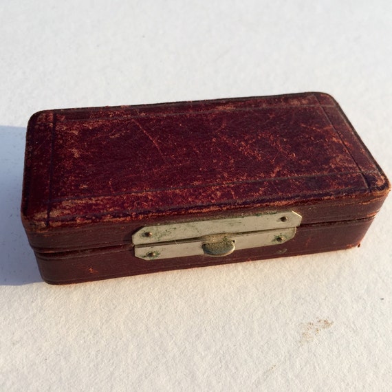 Red Leather Pill Box Trinket Box Rectangular Box by MobyKitsch