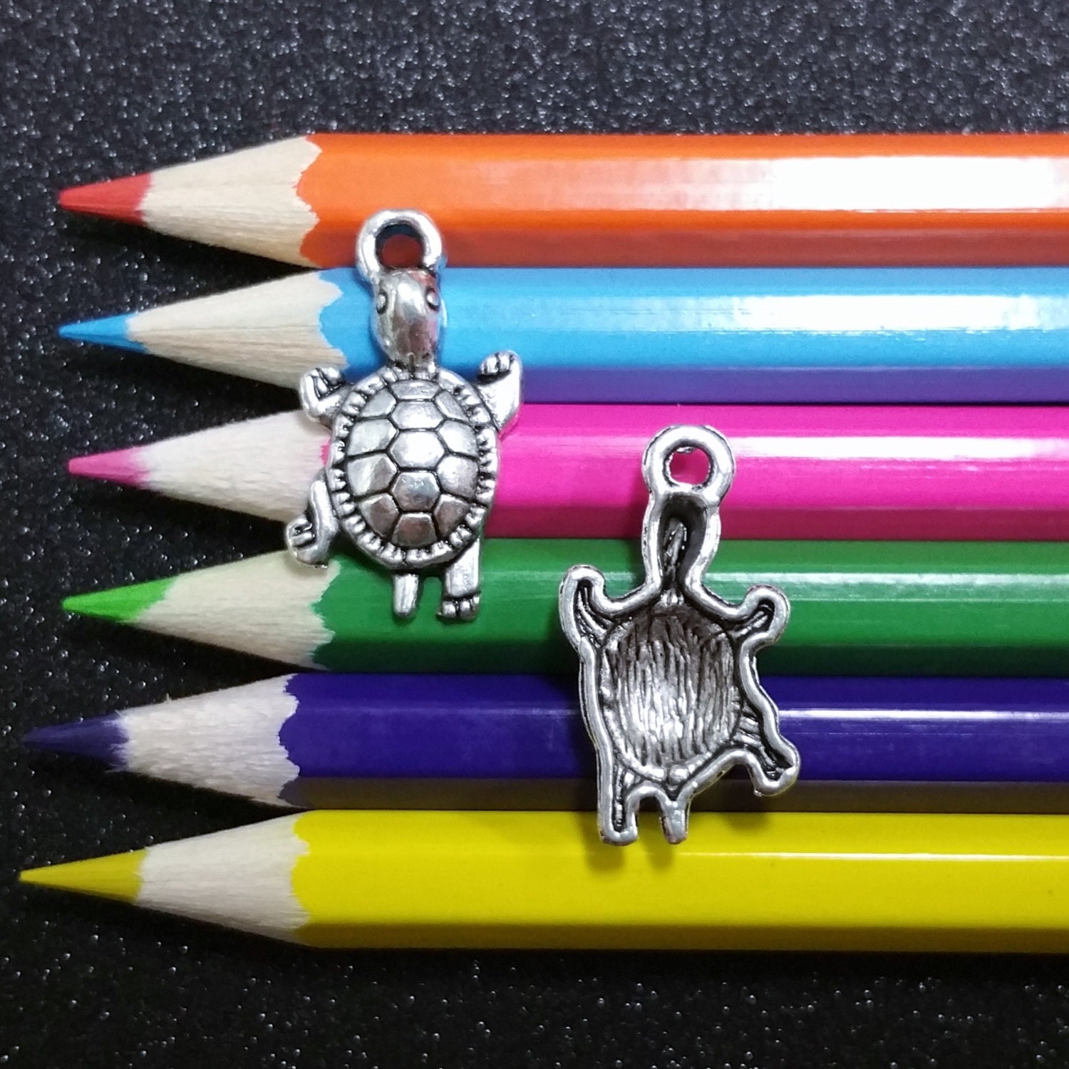 10 PCS Turtle Good Luck Animal Silver Charm Pendant C0299