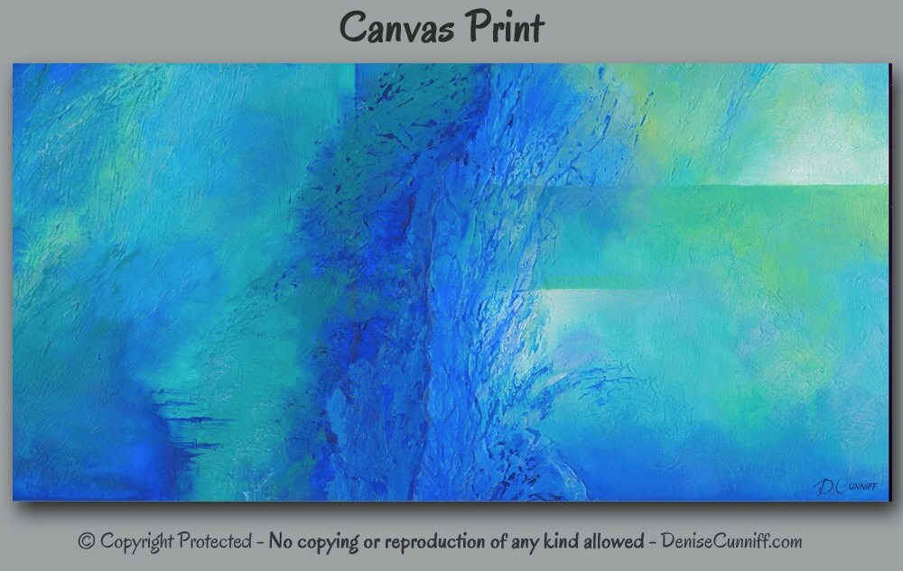 Teal blue Wall art Abstract painting Giclee art print