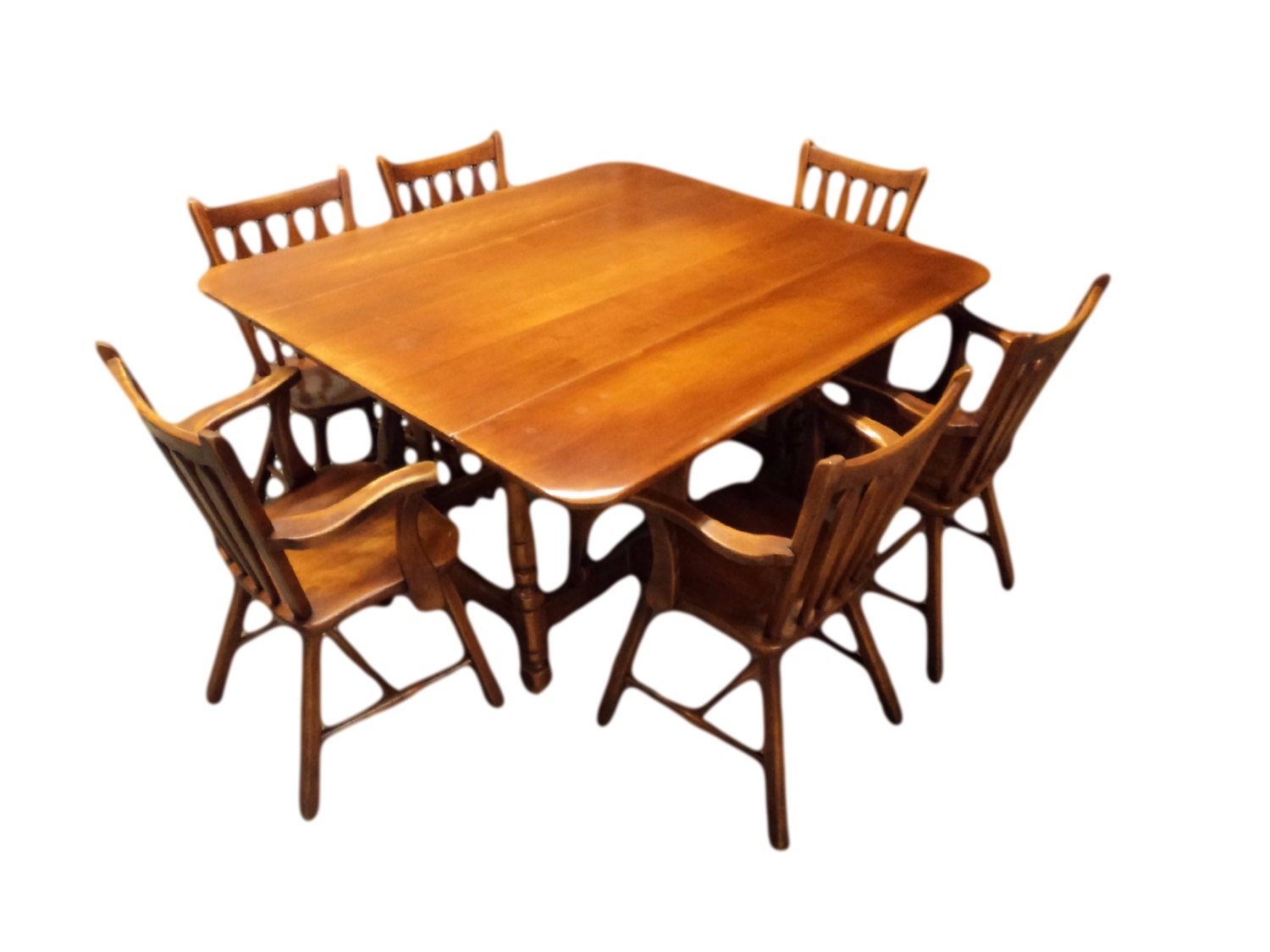 Cushman Dining Table With Six Chairs Drop Leaf Colonial Creations Solid ...