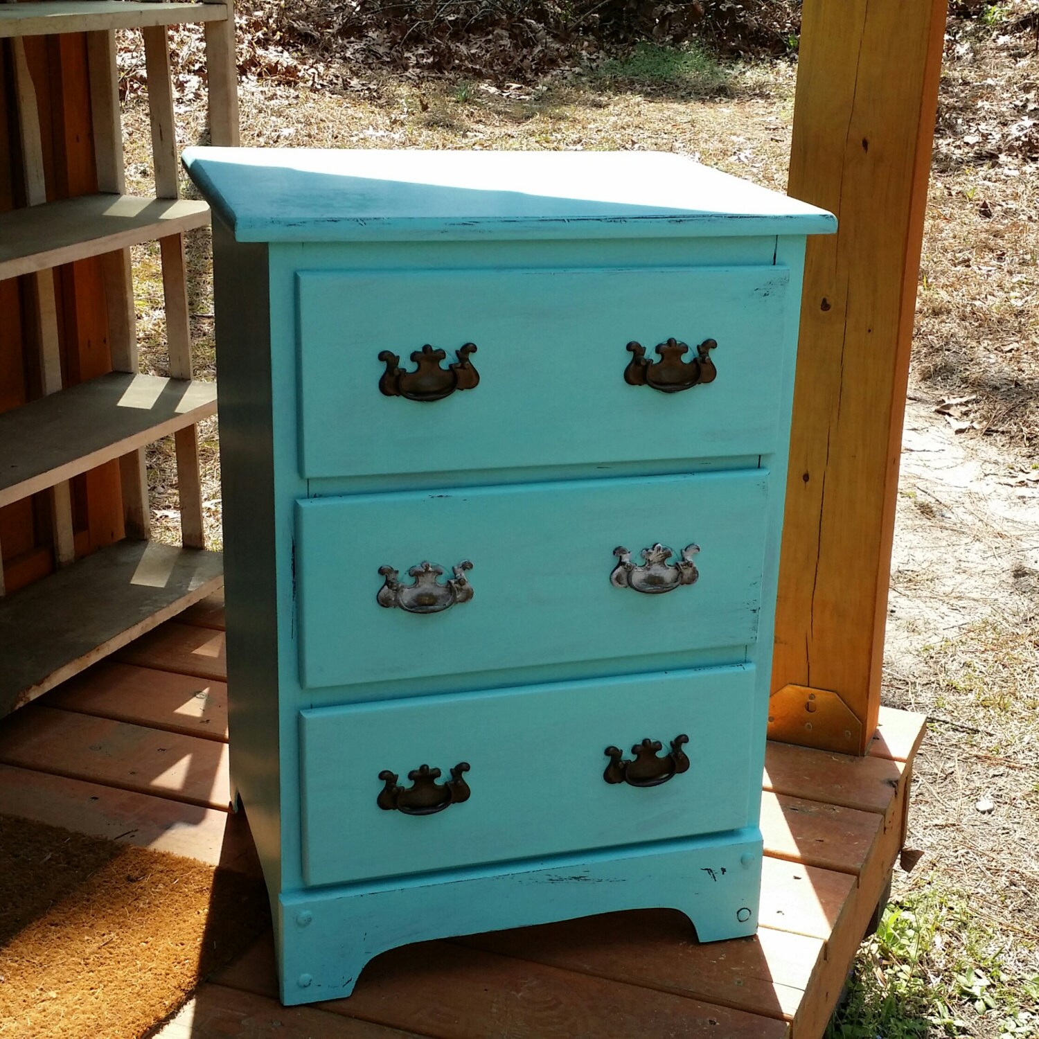 Vintage 3 Drawer Night Stand painted with Turquoise RePurpose Chroma