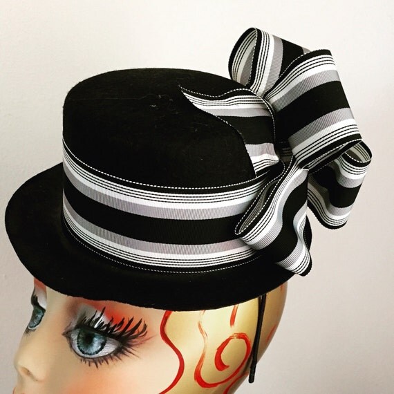 Black and White Fascinator Birdcage headbandStripe by doramarra