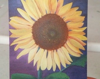 Funflower ACEO, Sunflower, Artist Card, Signed Art Trading Card