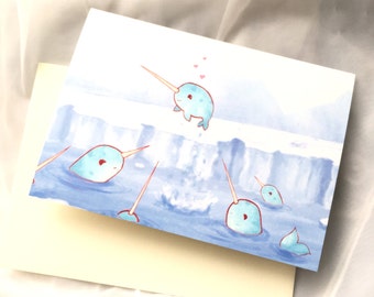 Narwhal card | Etsy