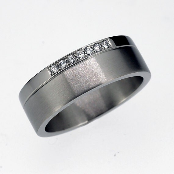 Palladium wedding band diamond ring men's diamond