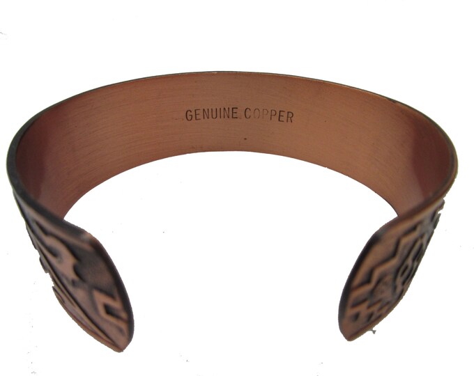 Solid Copper Bracelet - tribal Boho - etched -Cuff Bangle - southwestern