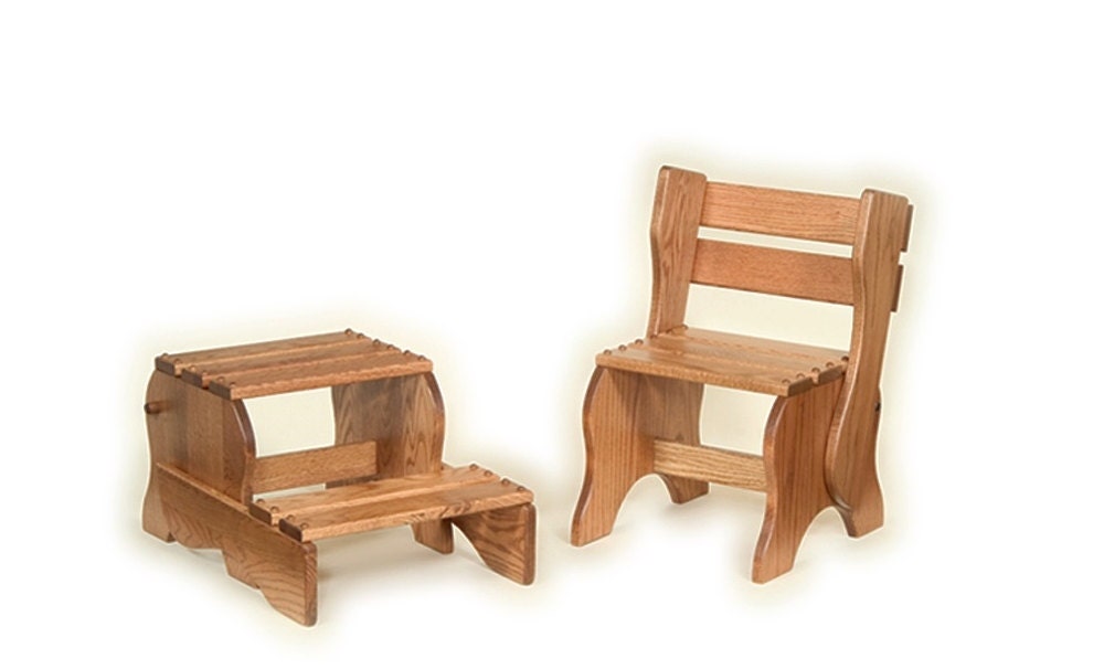 Oak Toddler Step Stool Chair Flippable Amish By Savingshepherd   Il Fullxfull.762330428 D6jp 