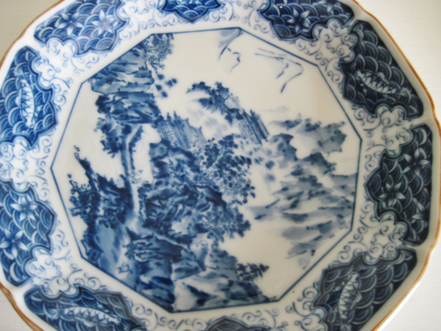 Flo Blue Japanese Decor Plate Made In Japan Marked Serving