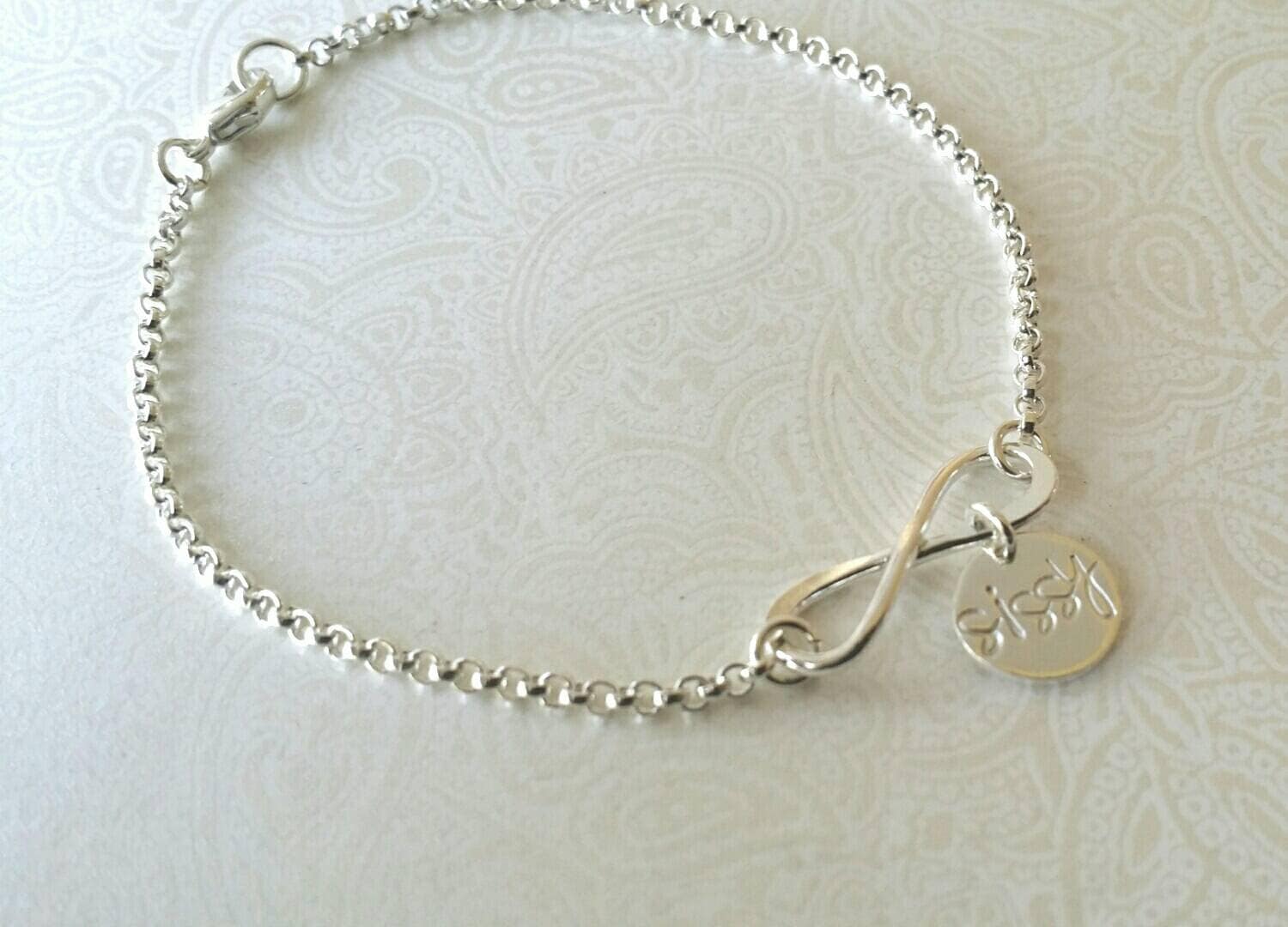 Infinity Sister Bracelet in Sterling Silver with Sissy Charm