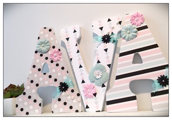 Tribal Aztec Nursery. Letters. Aztec. Pink and Mint. Wood