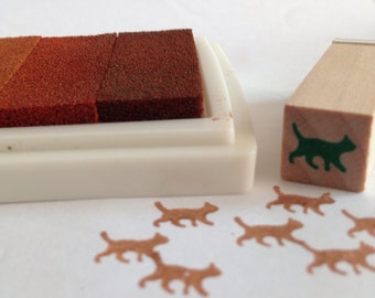 A mini Wooden Rubber Stamp: Cat