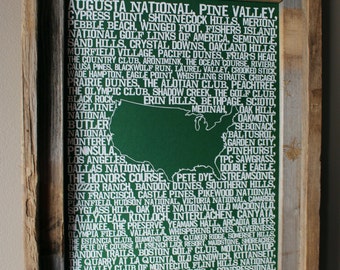 Golf in America Word Map (Green) - Unframed