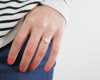 Opalite Ring, Sterling Silver Ring, Opal Ring, Silver Ring, Minimalist Ring, Any Size, Gifts for Her