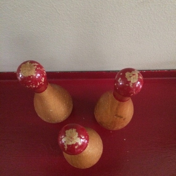 Bowling pins small wood bowling pins set of three