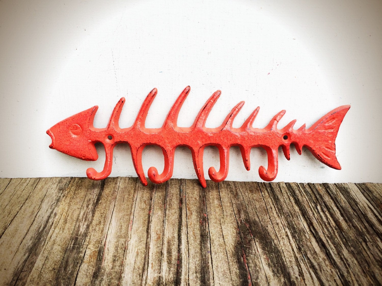 BOLD nautical salmon coral pink fish bones multi hook // towel