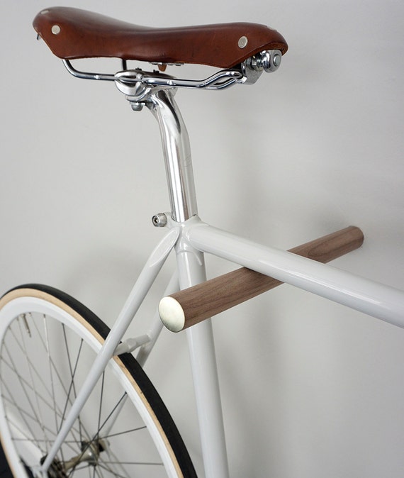 wooden bike hook // BLACK WALNUT // BRASS by on Etsy