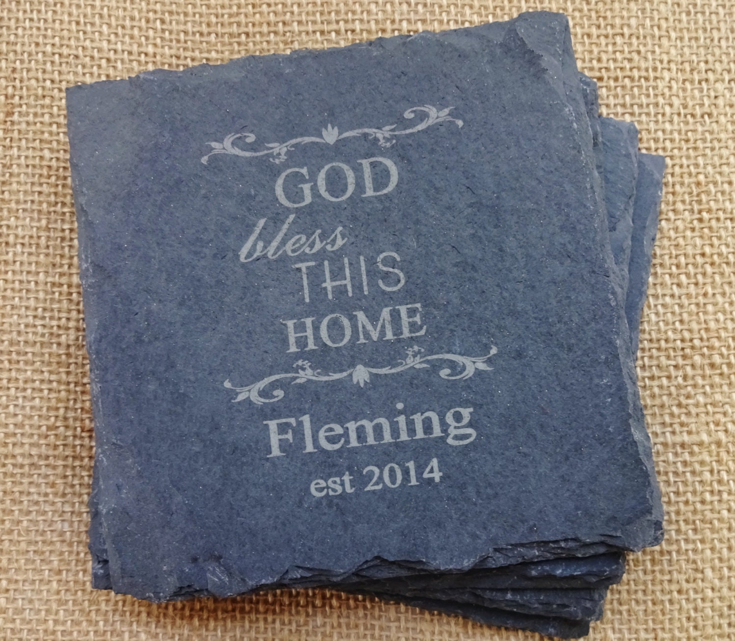 Personalized Coasters Slate Set of 4 Wedding Gifts Under 20