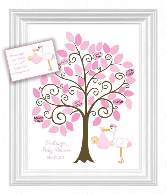 Baby Shower Guest 11x14 SignIn Tree Poster Stork Baby