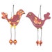 Pair of Love birds, Wall decor love birds, Handmade Polymer clay birds, Bird couple in Orange, yellow, red and bronze
