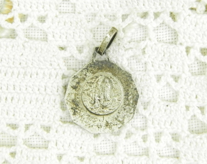 Vintage French Tarnished Silver Alloy Religious Medal of the Virgin Mary / Christian Jewelry / Religious Jewellery/ Our Lady/ Lourdes/ Charm Vintage French Tarnished Silver Alloy Religious Medal of the Virgin Mary / Christian Jewelry / Religious Jewellery/ Our Lady/ Lourdes/ Charm